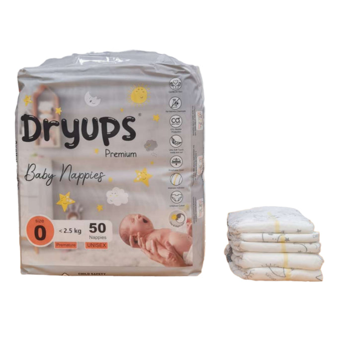Dryups Premium Nappies Unisex Size 0 (<2.5kg) Premature