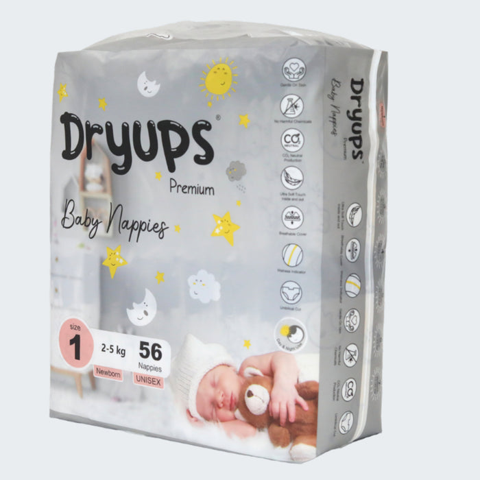 Dryups Premium Nappies Unisex Size 1 Newborn (2-5kg)