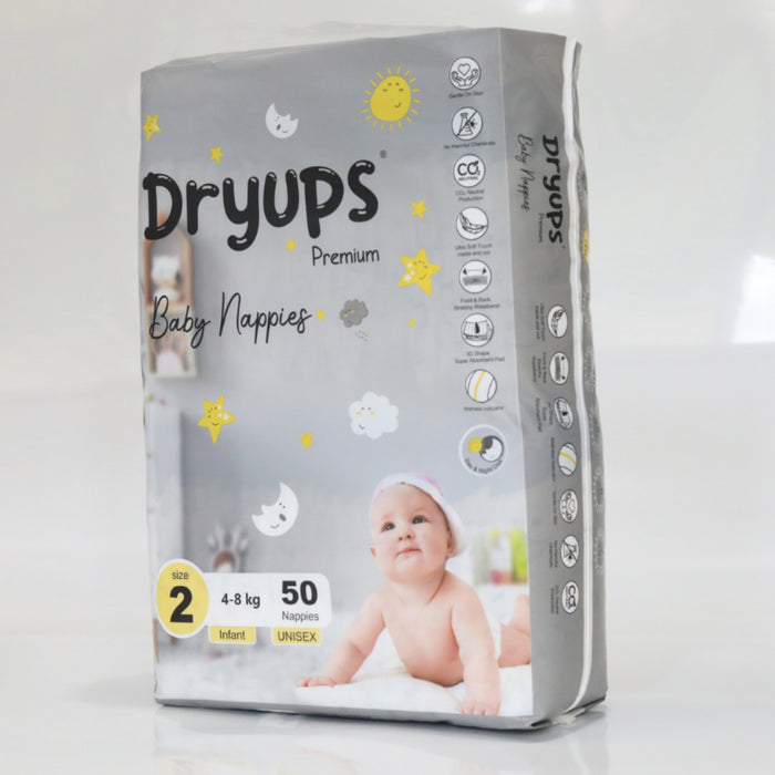Dryups Premium Nappies Unisex Size 2 Infant (4-8kg)
