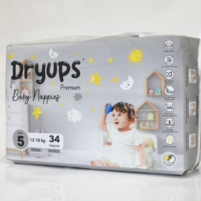 Dryups Premium Nappies Unisex Size 5 Walker (13-18kg)