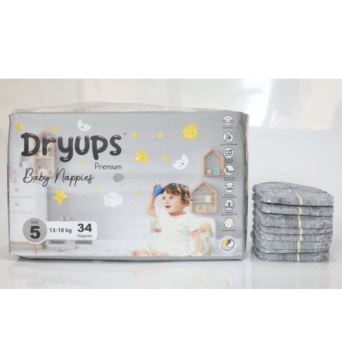 Dryups Premium Nappies Unisex Size 5 Walker (13-18kg)