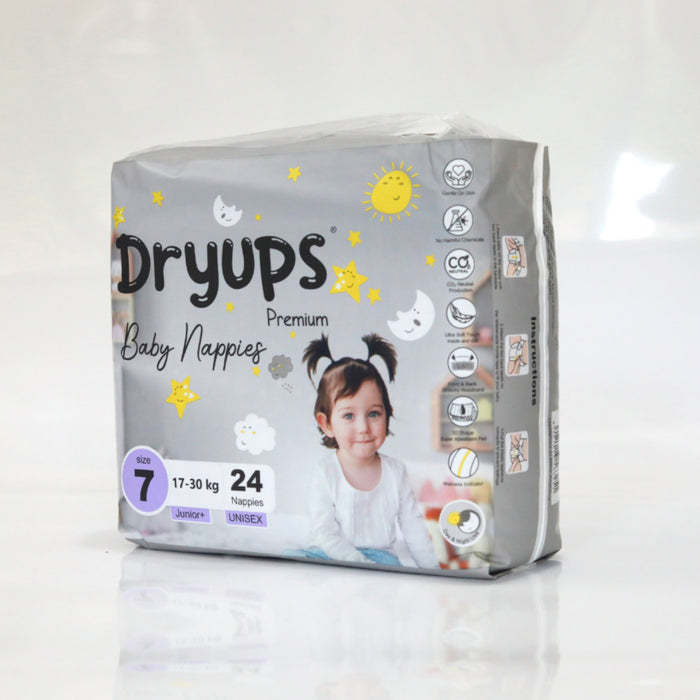 Dryups Premium Nappies Unisex  Size 7 Junior+ (17-30kg)