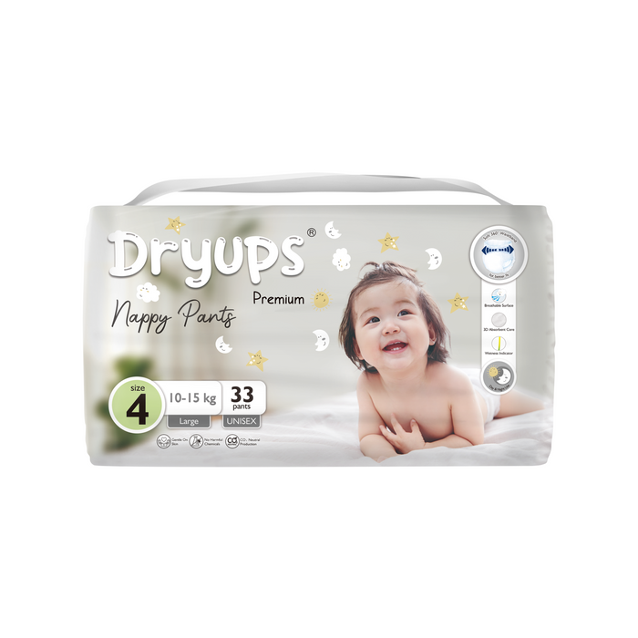 Dryups Premium Nappy Pants Unisex Size 4 Large (10-15kg)