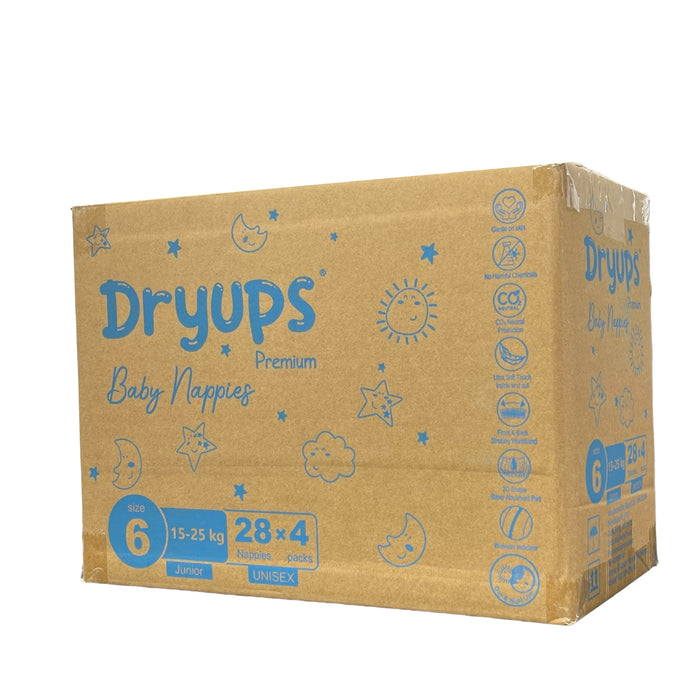 Dryups Premium Nappies Unisex Size 6 Junior (15-25kg)