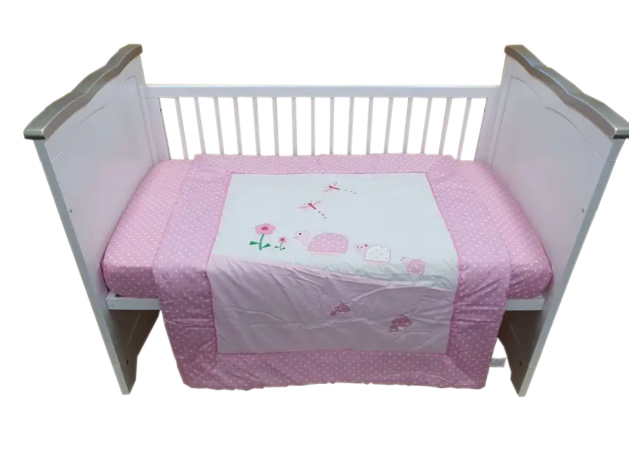 Sleep Tight Cot Bedding Set PINK TURTLE - Babyonline