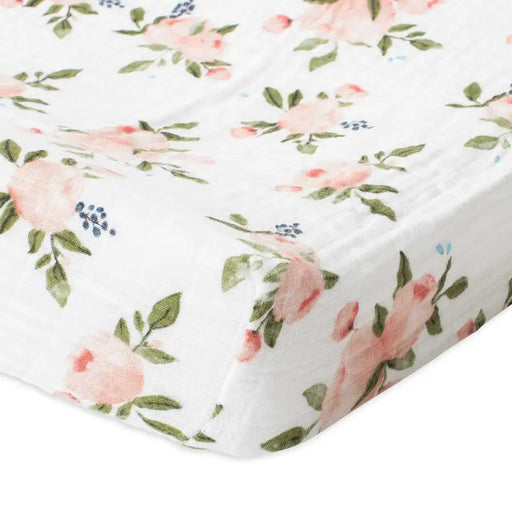 Little Unicorn Muslin Changing Pad Cover - Watercolour Roses - Babyonline