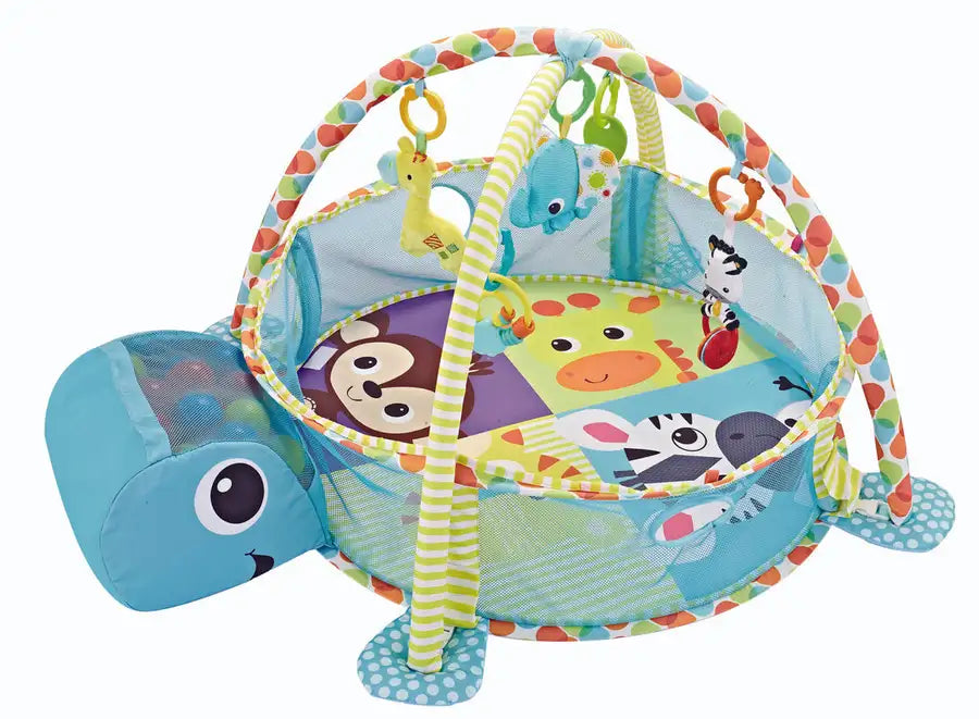 3-in-1 Baby Activity Gym Mat & Ball Pit Blue Turtle - 88968 - Babyonline