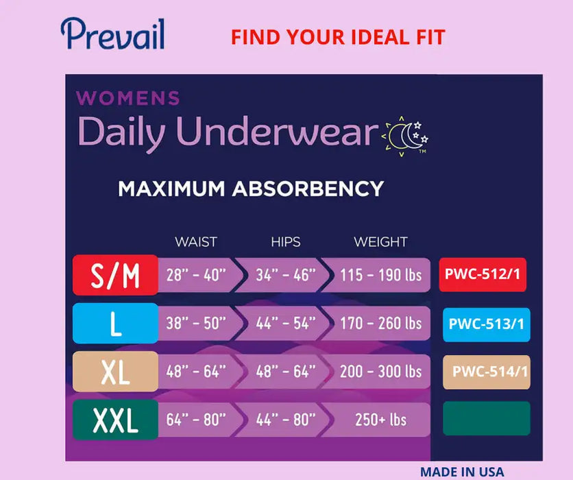 Prevail® Underwear for Women (PWC-513/1) size Large – pack of 18pcs