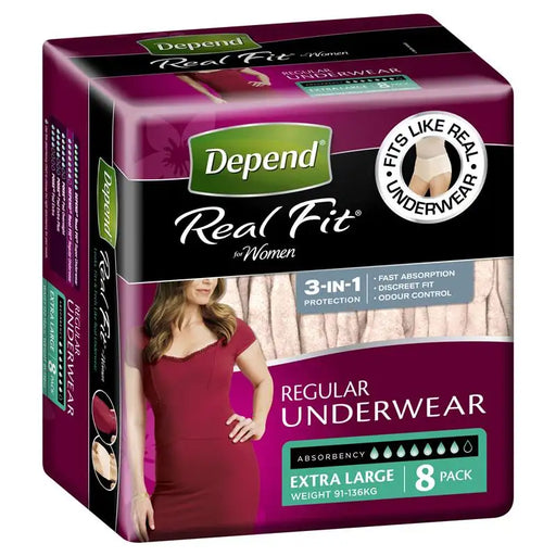 Depend® Real-Fit Underwear for Women - XLarge pack of 8 pcs - Babyonline