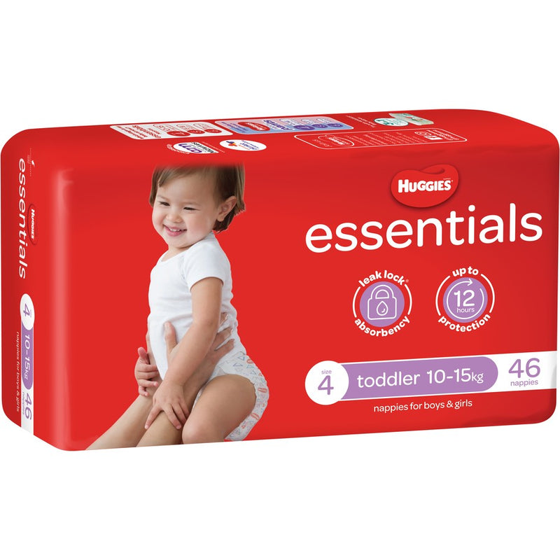Huggies Essentials Nappies Size 4 (10 - 15kg) 46 Pack