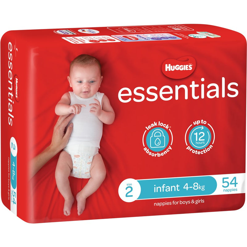 Huggies Essentials Nappies Size 2 (4 - 8kg) 54 Pack