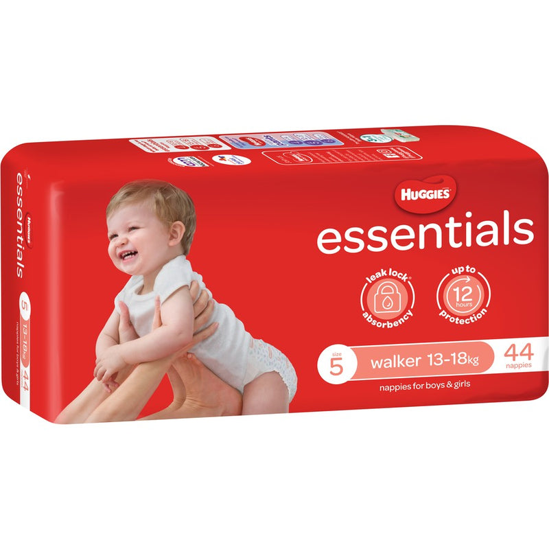 Huggies Essentials Nappies Size 5 (13 - 18kg) 44 Pack