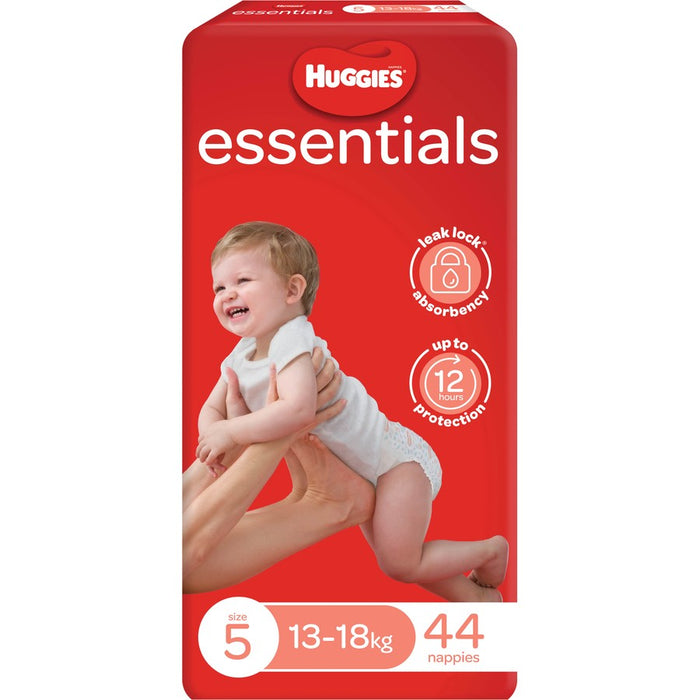 Huggies Essentials Nappies Size 5 (13 - 18kg) 44 Pack