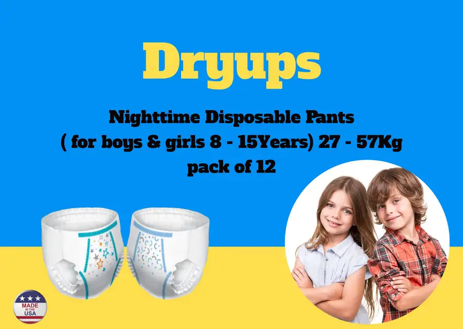 Dryups Nighttime Disposable Pants (For Boys & Girls 8- 15Years)27-57Kg Pack  of 12