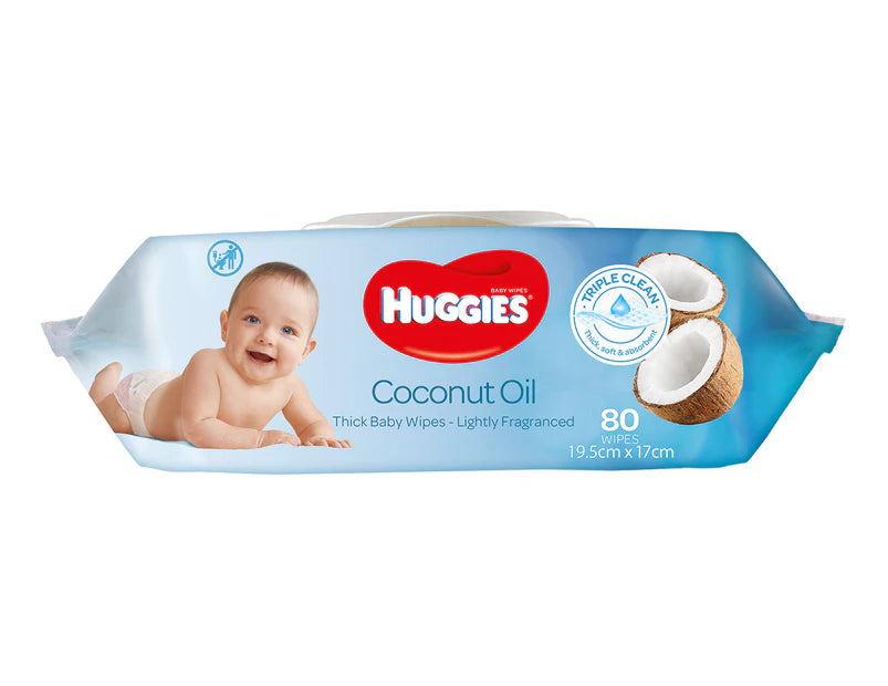 Huggies Baby Wipes Coconut Oil (80 Wipes)