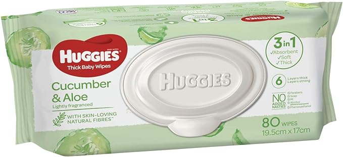 Huggies Baby Wipes Cucumber & Aloe (80 Wipes)
