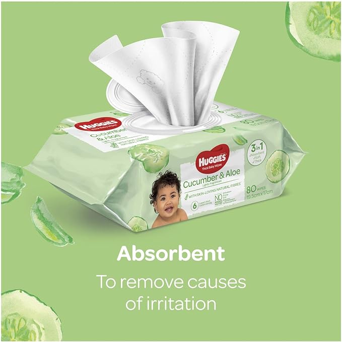 Huggies Baby Wipes Cucumber & Aloe (80 Wipes)