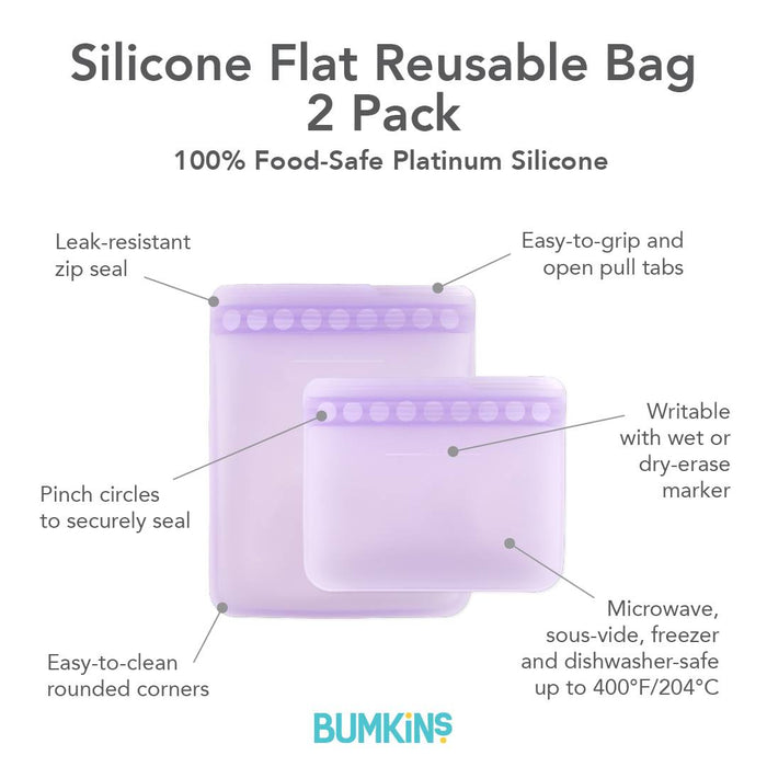 Bumkins Silicone Flat Reusable Bags 2pk