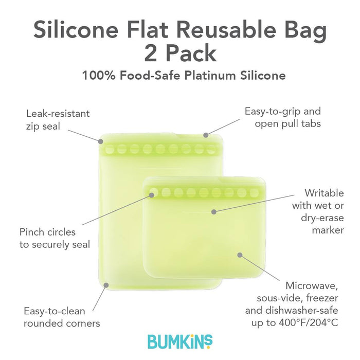 Bumkins Silicone Flat Reusable Bags 2pk