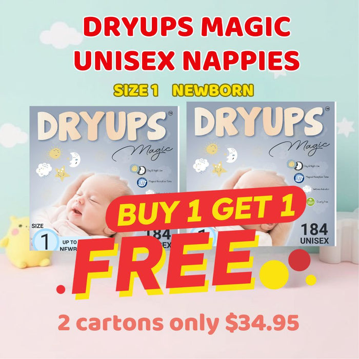 Dryups Magic Nappies Unisex Size 1 Newborn (up to 5kg)