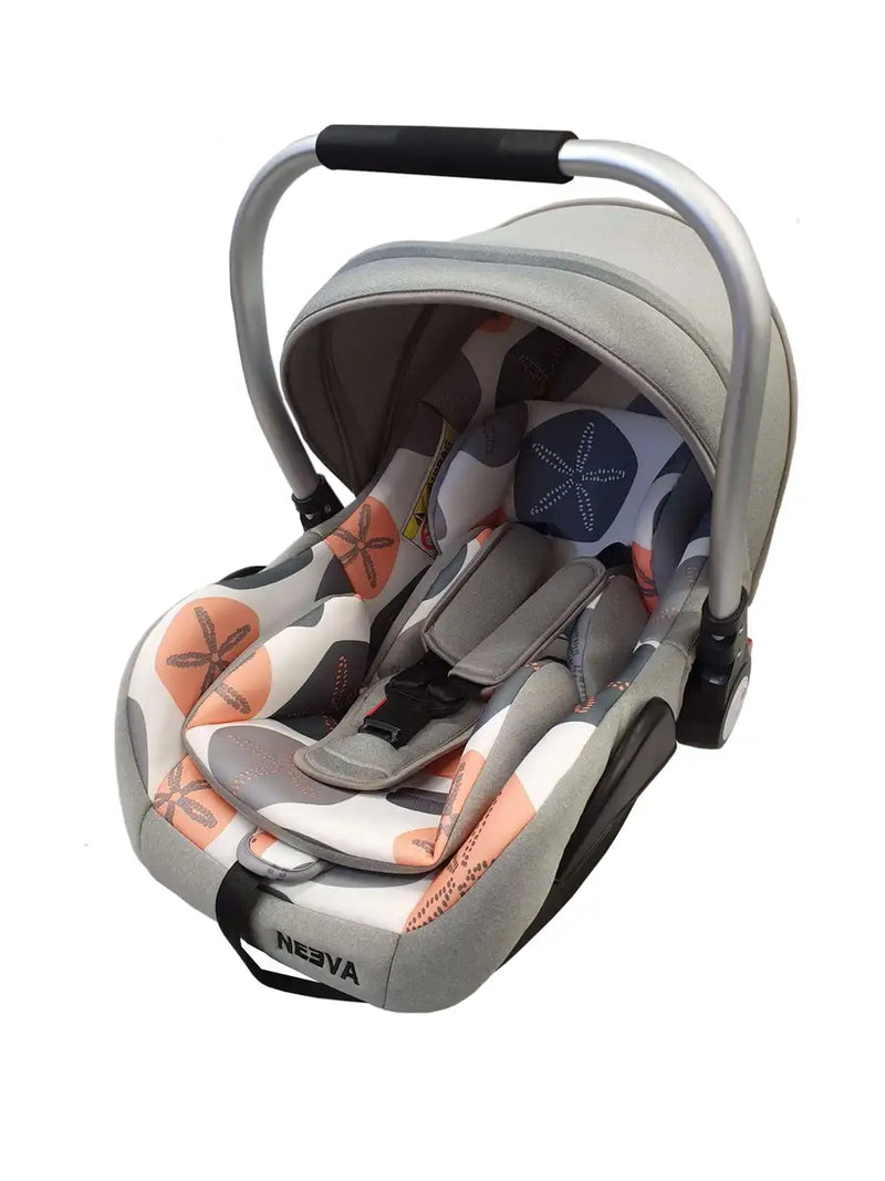 Neeva CLIO 3-Wheel Stroller & Neeva Capsule with Aluminum Handle - Light Grey & Orange + FREE STROLLER RAIN COVER