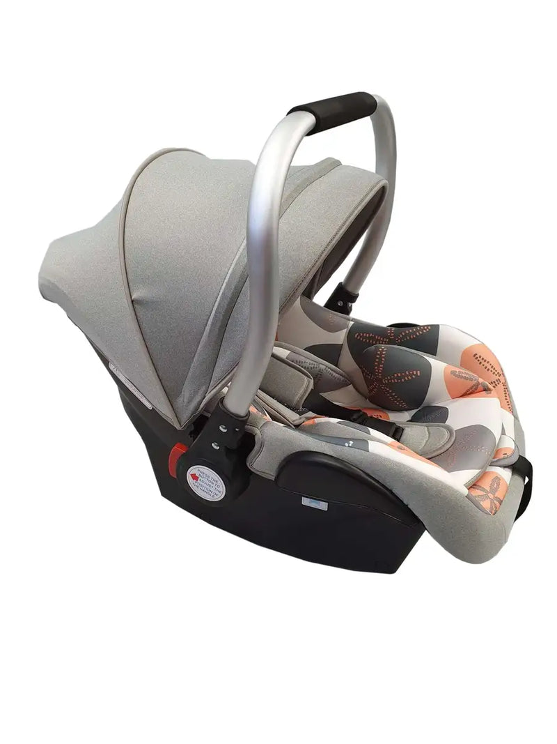 Neeva CLIO 3-Wheel Stroller & Neeva Capsule with Aluminum Handle - Light Grey & Orange + FREE STROLLER RAIN COVER