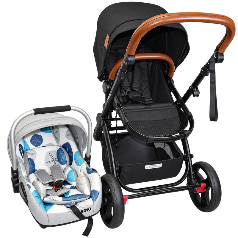 Neeva CLIO 3-Wheel Stroller & Neeva Capsule with Aluminum Handle - Light Grey & blue + FREE STOLLER RAIN COVER