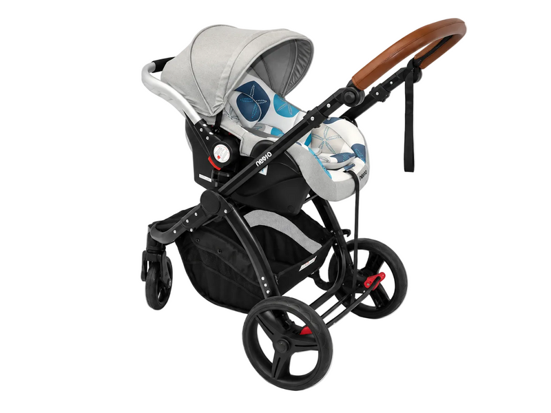 Neeva CLIO 3-Wheel Stroller & Neeva Capsule with Aluminum Handle - Light Grey & blue + FREE STOLLER RAIN COVER
