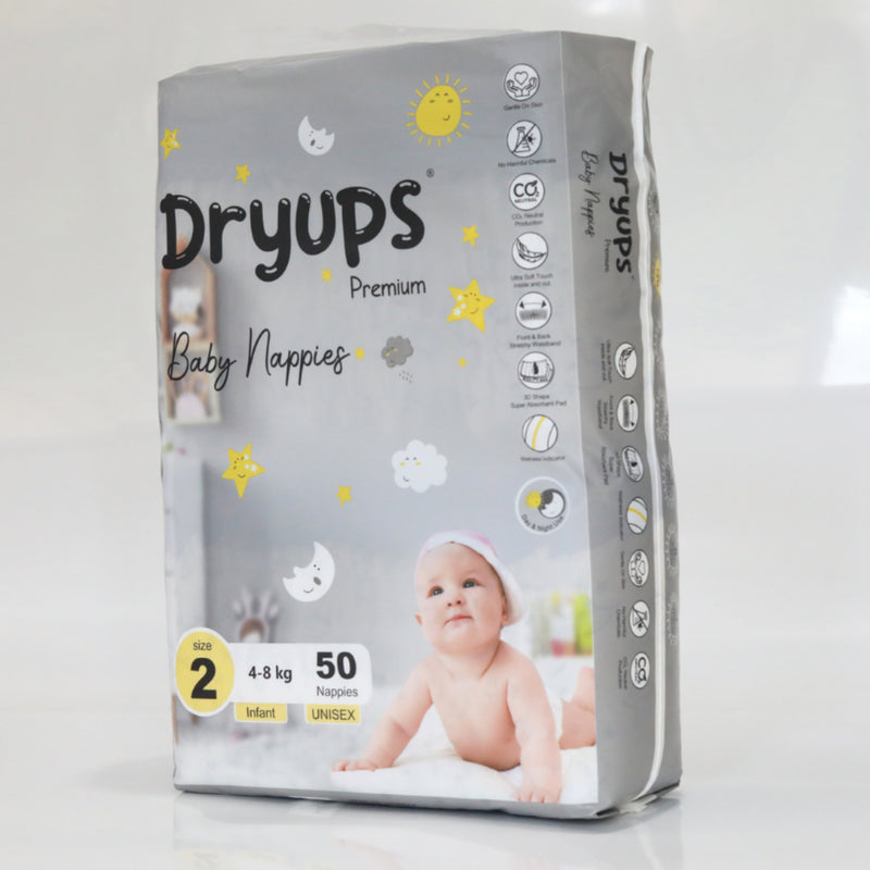 Dryups Premium Nappies Unisex Size 2 Infant (4-8kg)