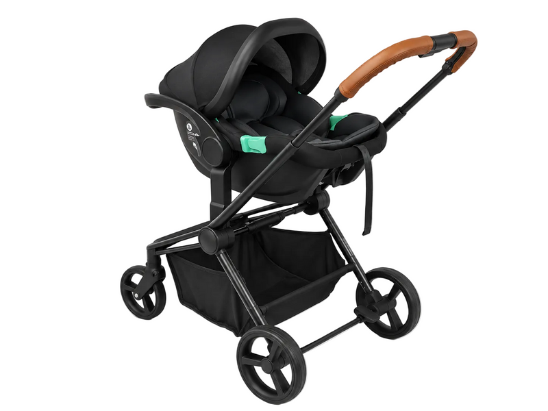 Neeva FORTE 4-Wheel Stroller & Neeva I-Size Infant Capsule-Black/Grey (IC377) Bundle