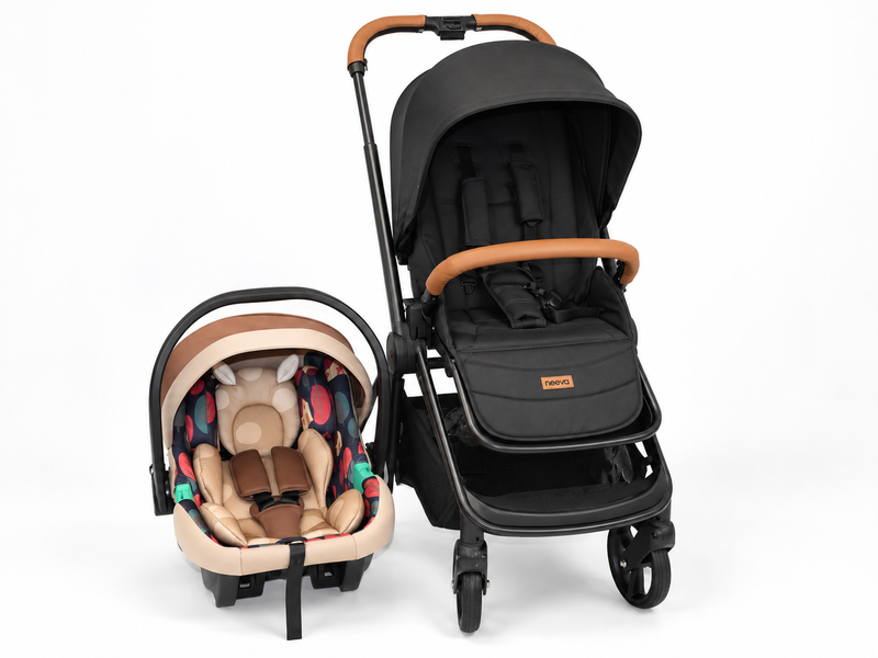 Neeva FORTE 4-Wheel Stroller & Neeva I-Size Royal Fawn Infant Capsule-Brown (IC377-BROWN) Bundle