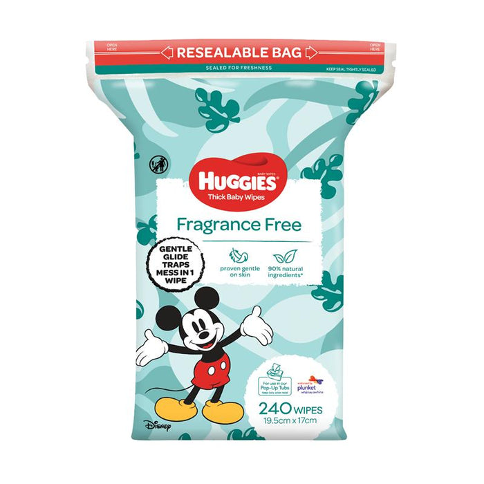 Huggies Baby Wipes Fragrance Free (240 Wipes)