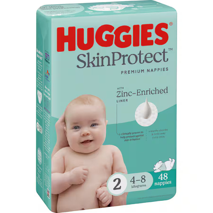 Huggies Infant Size 2 (4-8 kg) *SKIN PROTECT* UNISEX  PACK - 48 Nappies