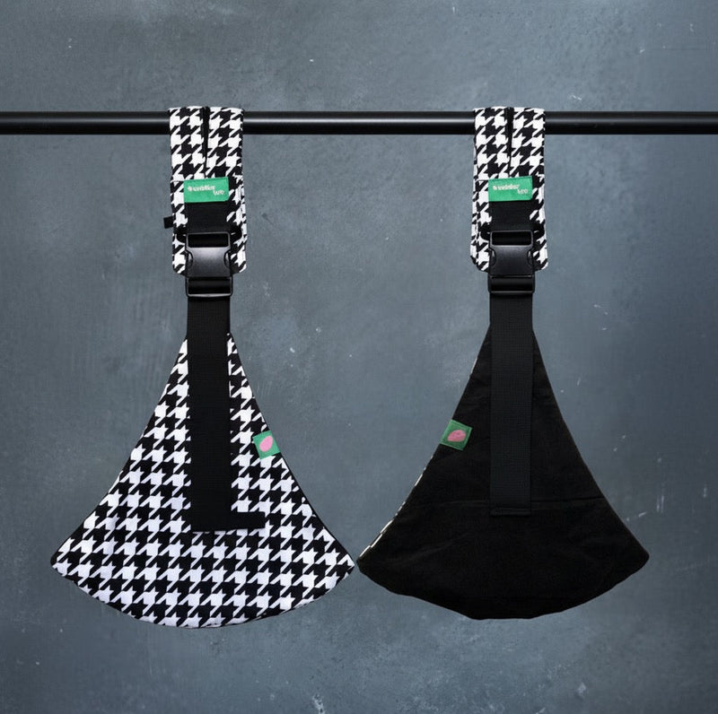 Toddler Tote | Reversible Carrier - Houndstooth & Black