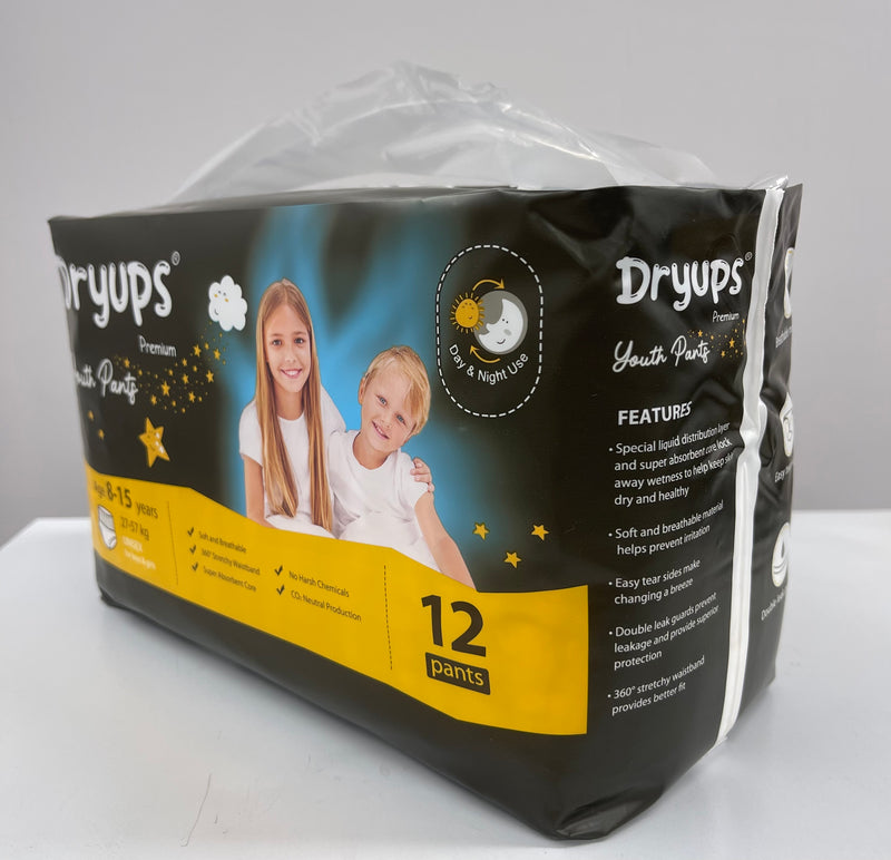 Dryups Premium Youth Disposable Pants Unisex (8-15Years 27-57Kg ) Pack of 12 Pants
