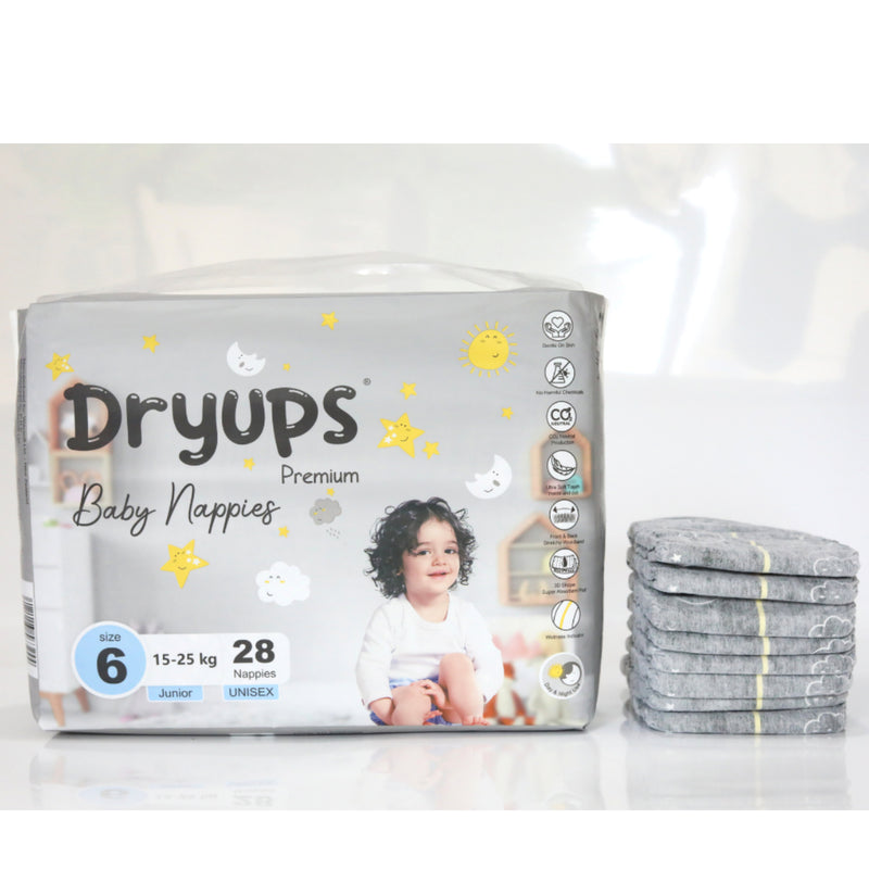 Dryups Premium Nappies Unisex Size 6 Junior (15-25kg)