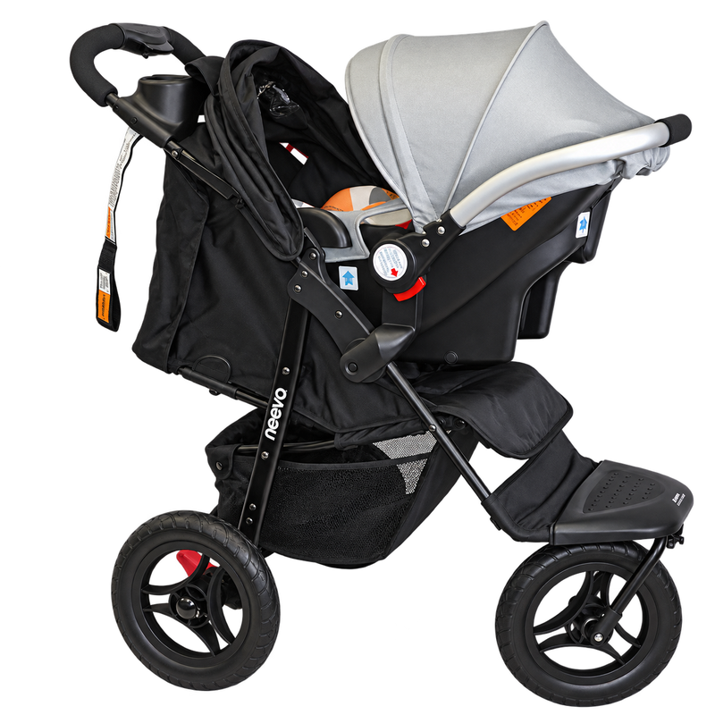Neeva 3-Wheel Stroller Travel System with Neeva Capsule with Aluminum Handle - Light Grey & Orange