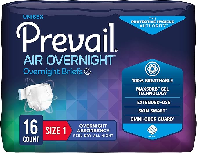 PREVAIL AIR™Overnight Adult Briefs Size 1 / Medium (NGX-012)