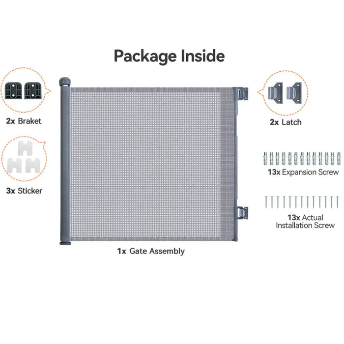 Child Safety Retractable Gate (Mesh) Grey Colour