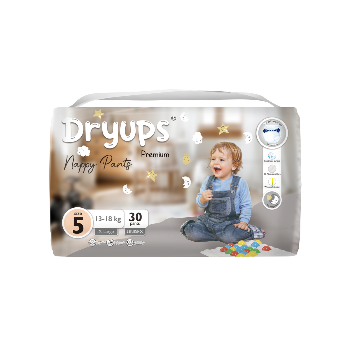 Dryups Premium Nappy Pants Unisex Size 5 X-Large (13-18kg) — Babyonline
