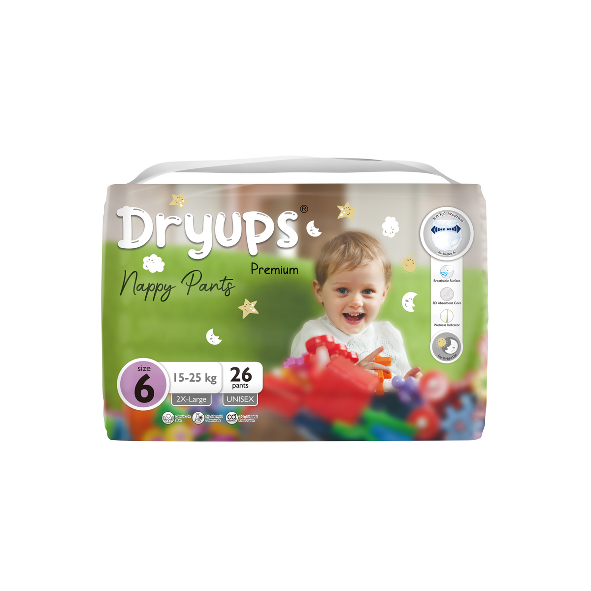 Dryups Premium Nappy Pants Unisex Size 6 2X-Large (15-25kg) — Babyonline