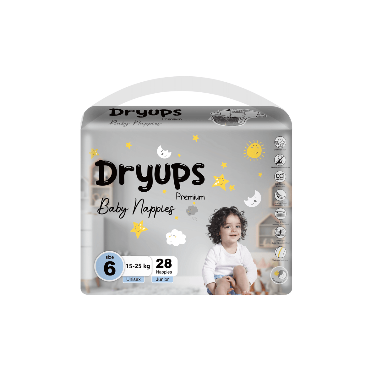 Dryups Premium Nappies Unisex Size 6 Junior (15-25kg) — Babyonline