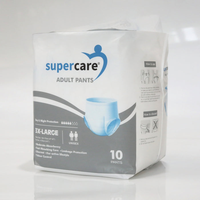 SuperCare Adult Disposable Pants 3X-Large - BOX of 10 packs X 10pcs (UWCH)