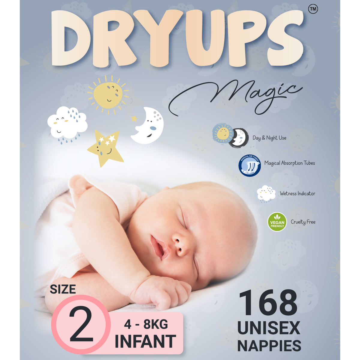 Dryups Magic Nappies Unisex Size 2 Infant (4-8kg) — Babyonline