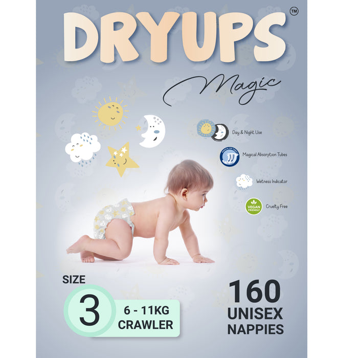Dryups Magic Nappies Unisex Size 3 Crawler (6-11kg)