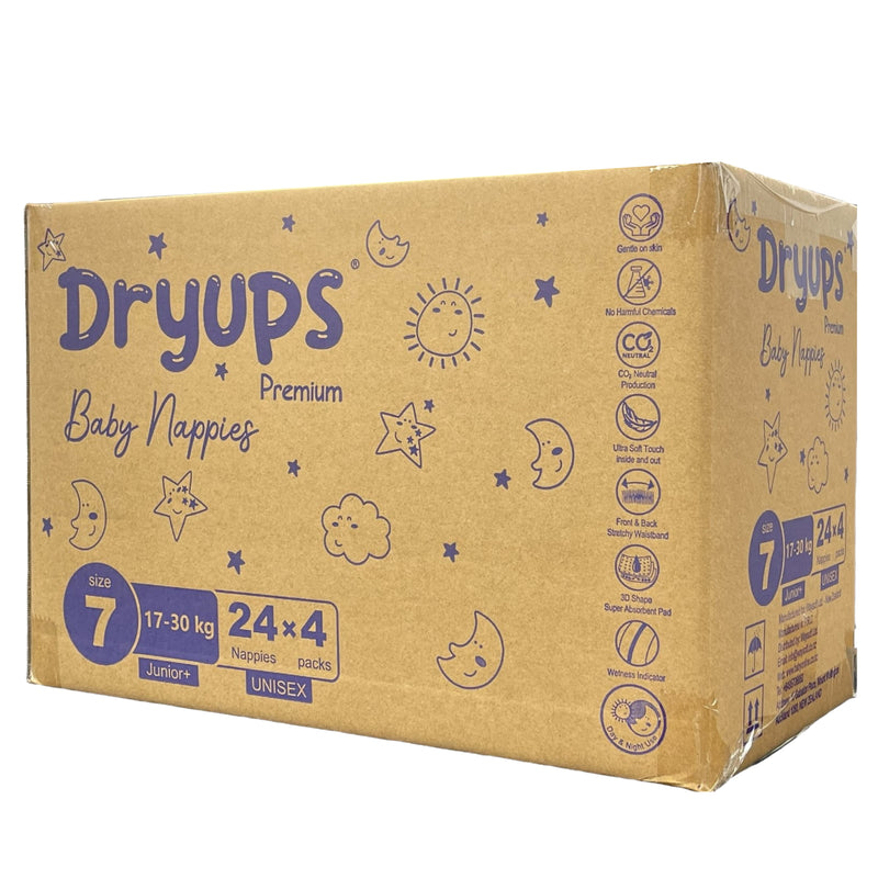 Dryups Premium Nappies Unisex  Size 7 Junior+ (17-30kg)