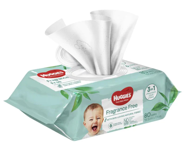 Huggies Baby Wipes Fragrance Free (80 Wipes)