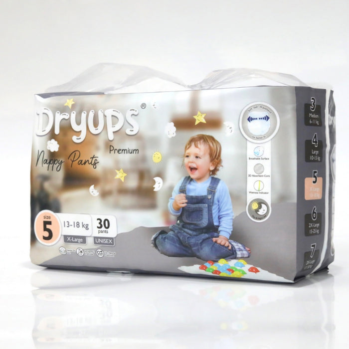 Dryups Premium Nappy Pants Unisex Size 5 X-Large (13-18kg)