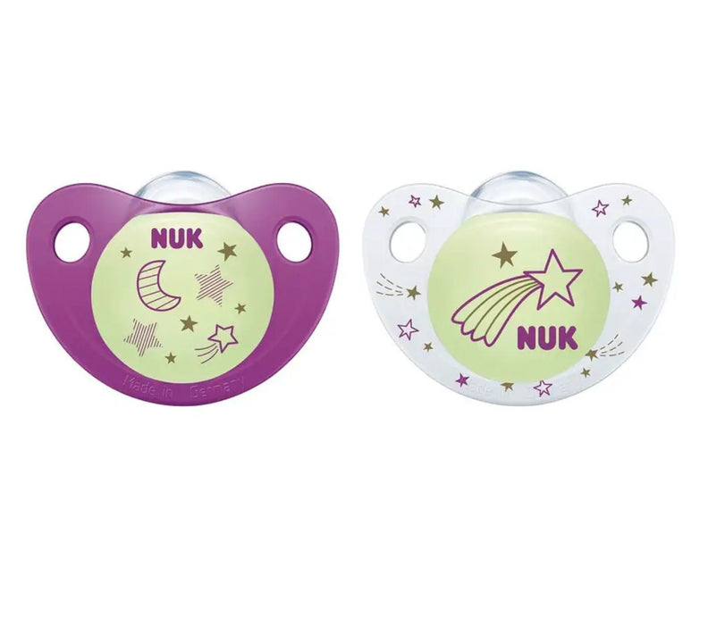 NUK *SILICONE * Glow in the Dark Pacifiers - Pack of 2