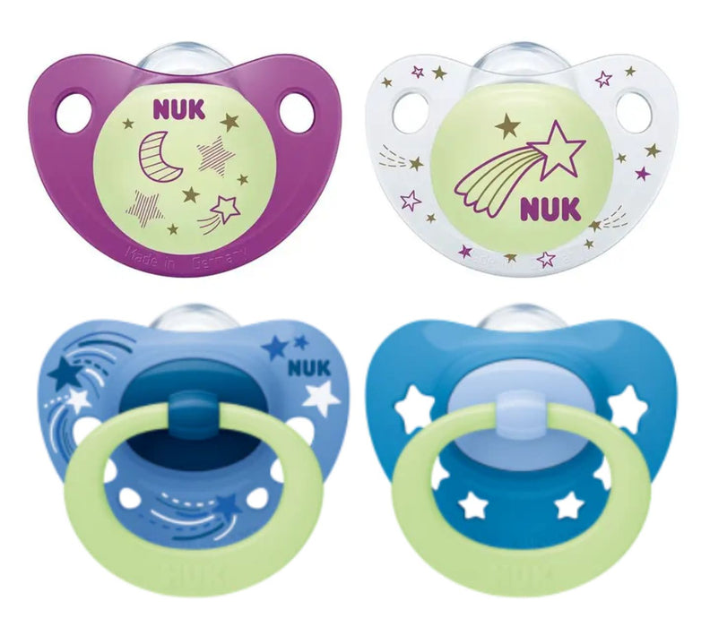 NUK *SILICONE * Glow in the Dark Pacifiers - Pack of 2